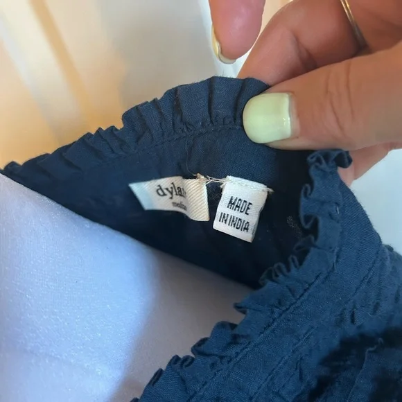 NWOT Dylan Anthropologie Midnight Navy Cotton Prairie Tiered Ruffle Dress Size M - Picture 8 of 12